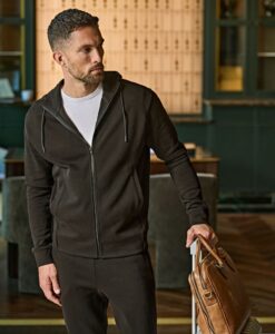 Ribbed Interlock Hooded Full Zip
