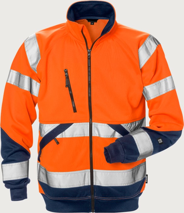 Fristads Varsel sweatshirt-jacka 7426 SHV, klass 3 – Varsel Orange/Marinblå (271)