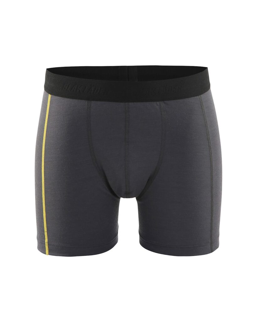 Blåkläder 1847-1734 Boxerkalsong XLIGHT, 100% Merinoull – Mörkgrå/gul