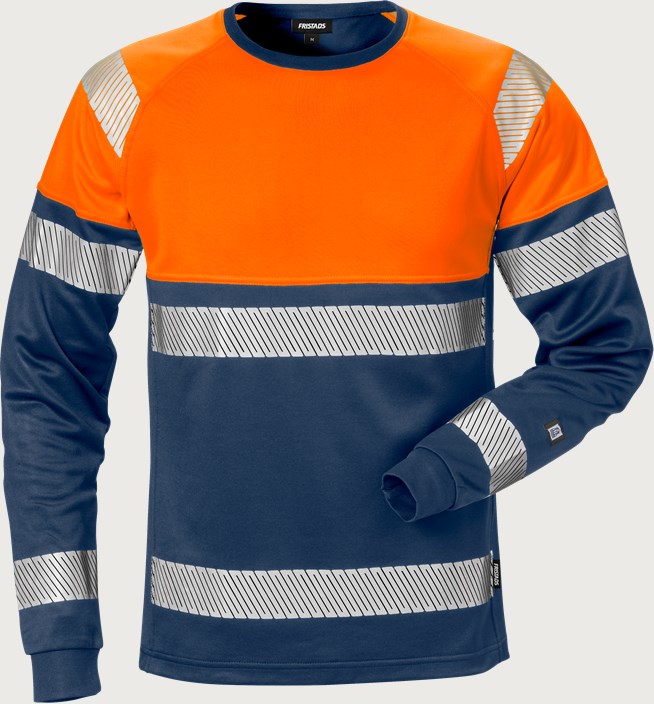 Fristads Varsel långärmad T-shirt 7519 THV, klass 1 – Varsel Orange/Marinblå (271)