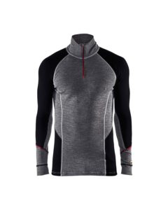 Blåkläder 4699-1736 Underställ ziptröja XWARM, 100% Merinoull – Mellangrå/Svart