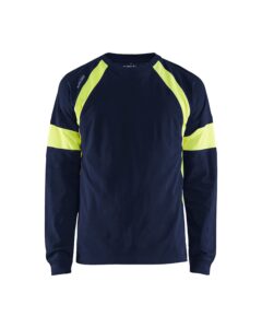 Blåkläder 3520-1030 Långärmad t-shirt med varsel – Marinblå/Varselgul