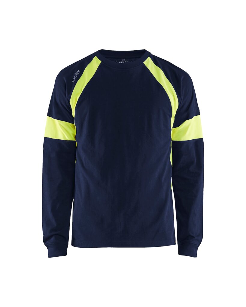 Blåkläder 3520-1030 Långärmad t-shirt med varsel – Marinblå/Varselgul