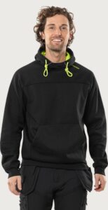 Fristads Sweatshirt med huva 7551 GSM – Svart/Neongul (982)