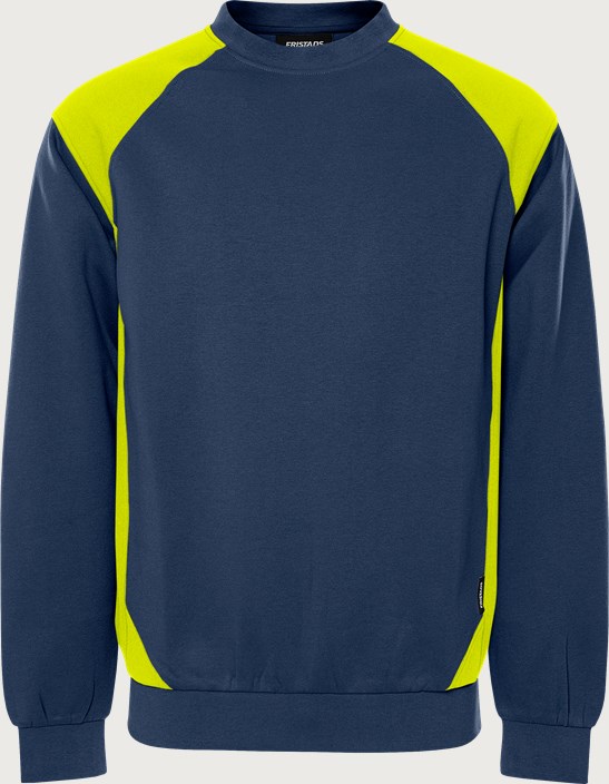 Fristads Green sweatshirt 7148 GSM – Marinblå/Neongul (556)