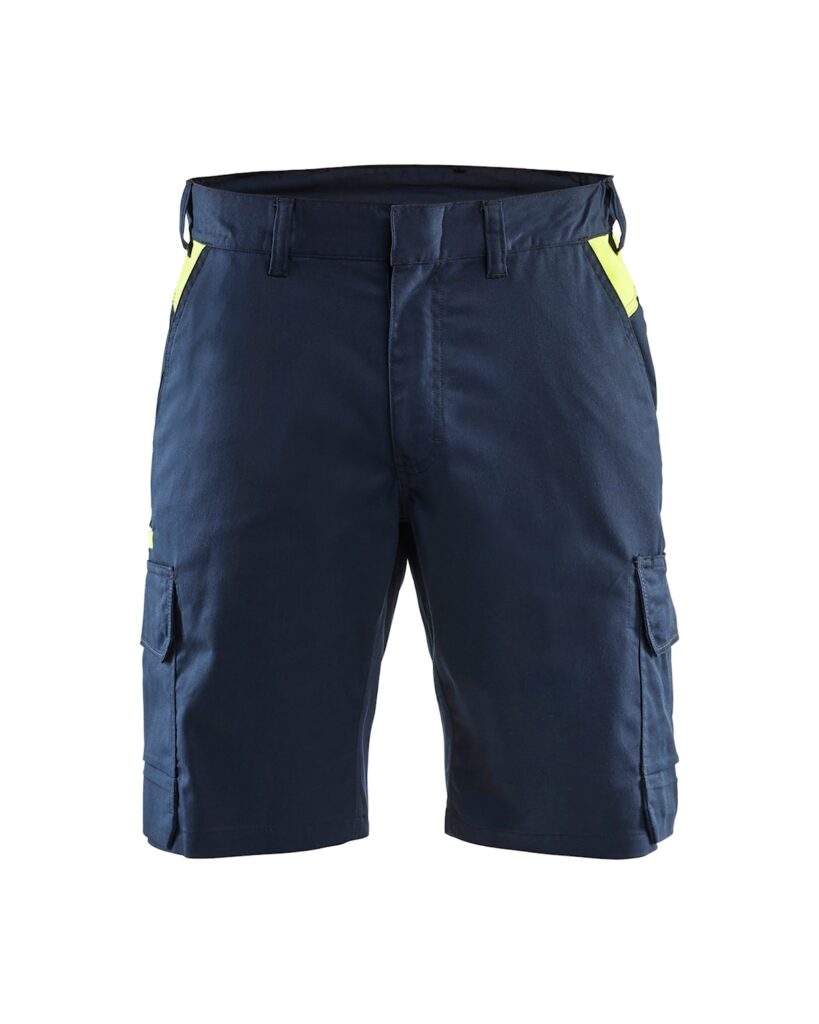 Blåkläder 1446-1832 Industrishorts stretch – Mörk marinblå/varselgul