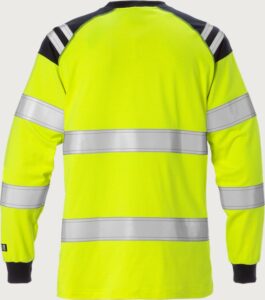 Fristads Flamestat långärmad T-shirt 7097 TFLH klass 3, dam – Varsel Gul/Marinblå (171)