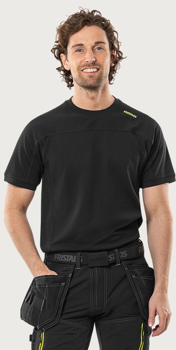 Fristads Funktions T-shirt 7554 GPIN – Svart/Neongul (982)