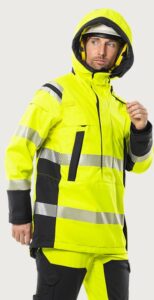 Fristads Flamestat softshell anorak stretch 4019 FSS, klass 3 – Varsel Gul/Marinblå (171)