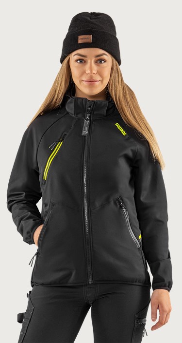 Fristads Funktionell softshell-jacka med huva 4872 GBF, dam – Svart (940)