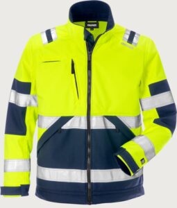 Fristads Varsel softshell-jacka 4083 WYH, klass 2 – Varsel Gul/Marinblå (171)
