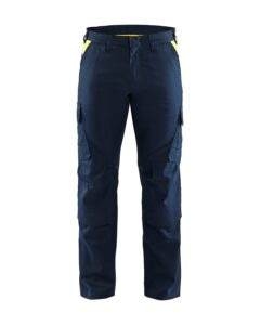 Blåkläder 1448-1832 Industribyxa stretch med knäskyddsficka – Mörk marinblå/varselgul