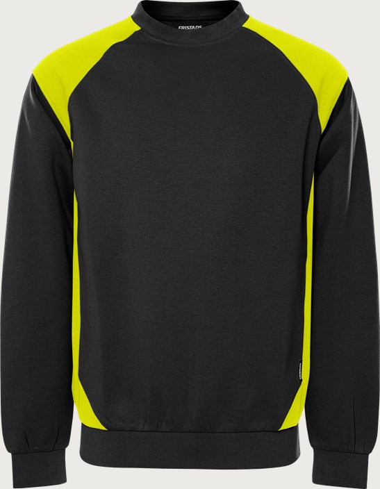 Fristads Green sweatshirt 7148 GSM – Svart/Neongul (982)