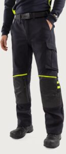 Fristads Flamestat stretchbyxa 2180 FSS – Mörk marinblå/Neongul (557)