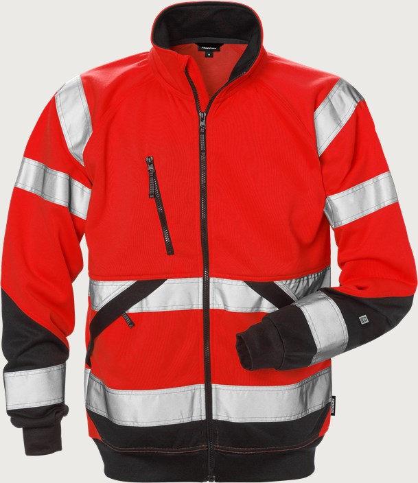 Fristads Varsel sweatshirt-jacka 7426 SHV, klass 3 – Varsel Röd/Svart (396)