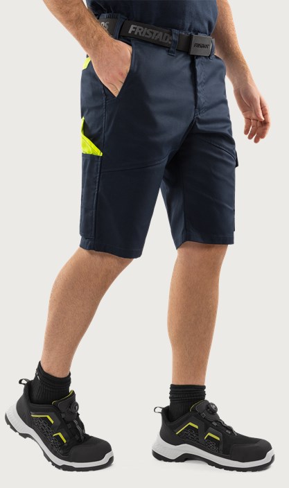 Fristads Green shorts 2932 GWM – Mörk marinblå/Neongul (557)