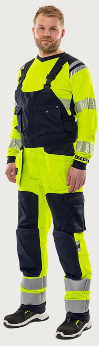 Fristads Flamestat hängslebyxa hantverk stretch 1170 ATHF, klass 2 – Varsel Gul/Marinblå (171)