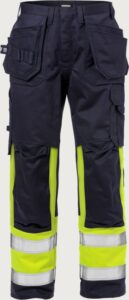 Fristads Flamskyddad hantverkarbyxa 2586 FLAM, klass 1 – Varsel Gul/Marinblå (171)