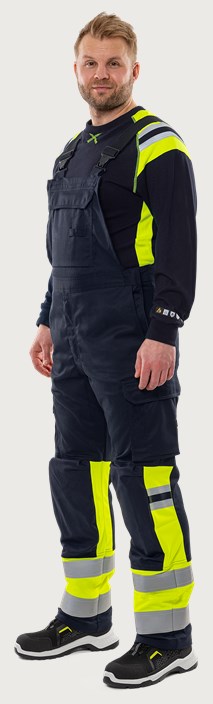 Fristads Flamestat hängslebyxa stretch 2168 ATHF, klass 1 – Varsel Gul/Marinblå (171)