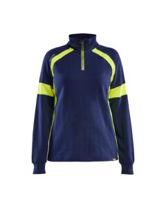 Blåkläder 3566-1158 Sweatshirt med Varsel Dam – Marinblå/Varselgul