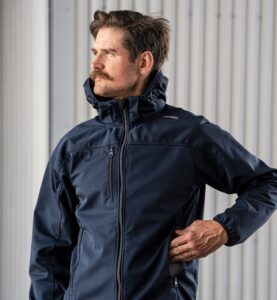 Fristads Softshell-jacka med huva 4655 GBF – Mörk marinblå/Grå (587)