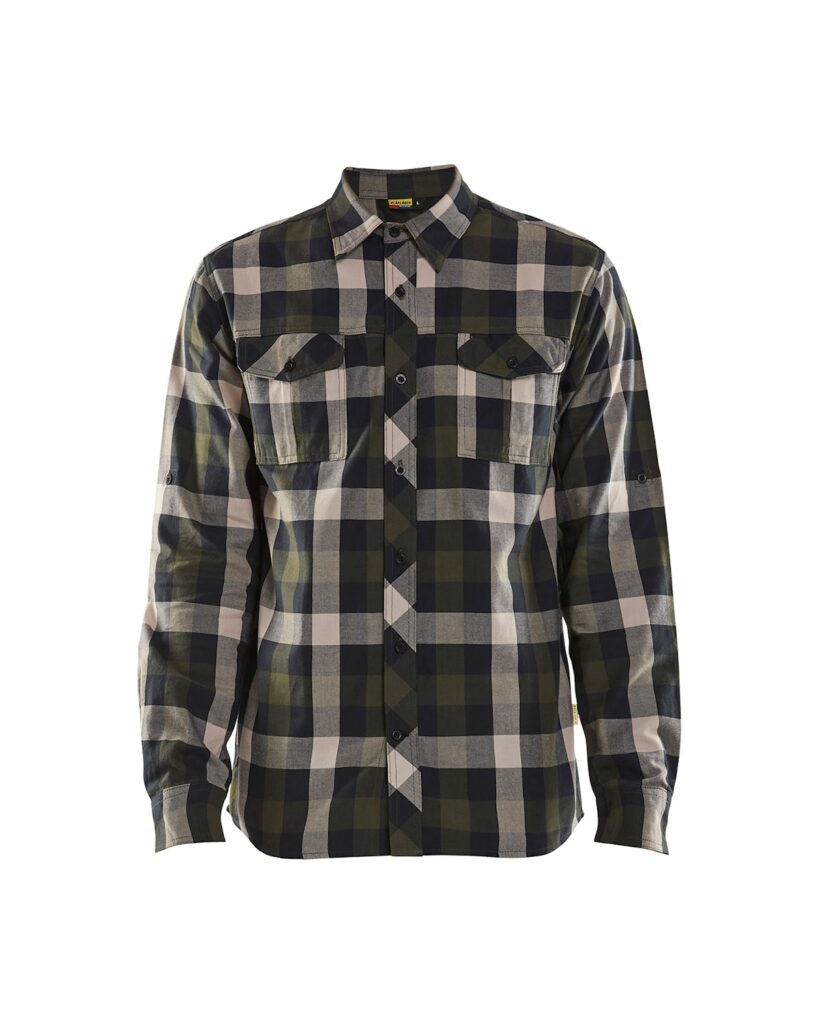 Blåkläder 3299-1152 Flanellskjorta – Mörk olivgrön/Svart