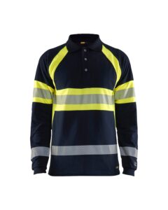 Blåkläder 3438-1741 Långärmad Piké Multinorm Inherent – Marinblå/Varselgul