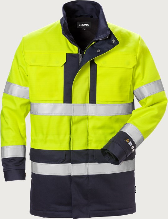 Fristads Flamskyddad vinterparkas 4589 FLAM, klass 3 – Varsel Gul/Marinblå (171)