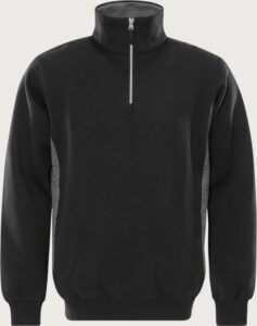 Fristads Acode sweatshirt med kort dragkedja 1705 DF – Svart (940)
