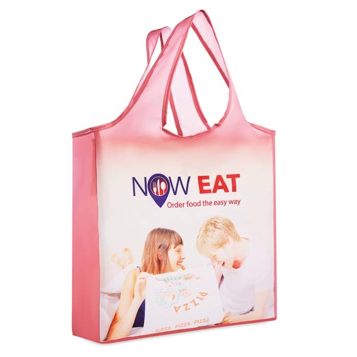 Hopvikbar RPET-kasse med påse. Handtag i ett lager