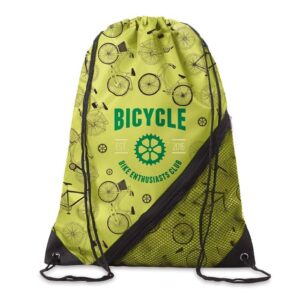 Gymnastikpåse i 210D polyester med PU-hörn och meshlapp med dragkedja