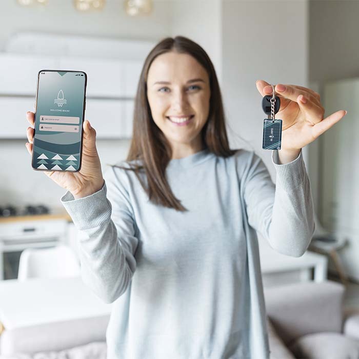 Rektangulär NFC-nyckelring med doming