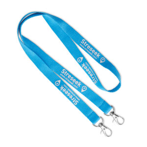 Nyckelband i polyester med pantone-matchat screentryck och 2 clips