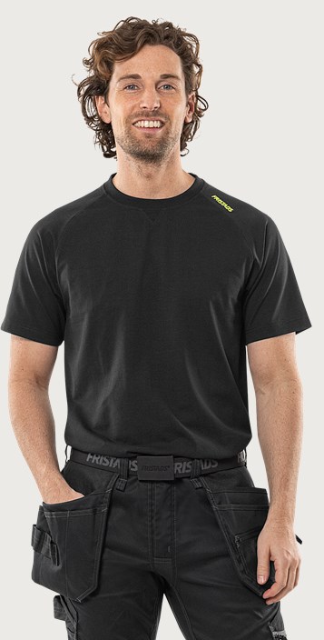 Fristads Heavy T-shirt stretch 7553 GTME – Svart/Neongul (982)