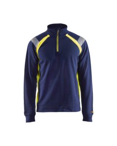 Blåkläder 3432-1158 Tröja halfzip – Marinblå/Varselgul