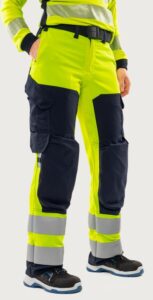 Fristads Flamestat stretchbyxa 2169 ATHF klass 2, dam – Varsel Gul/Marinblå (171)