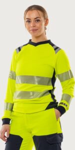 Fristads Flamestat långärmad T-shirt 7357 TFL klass 3, dam – Varsel Gul/Marinblå (171)