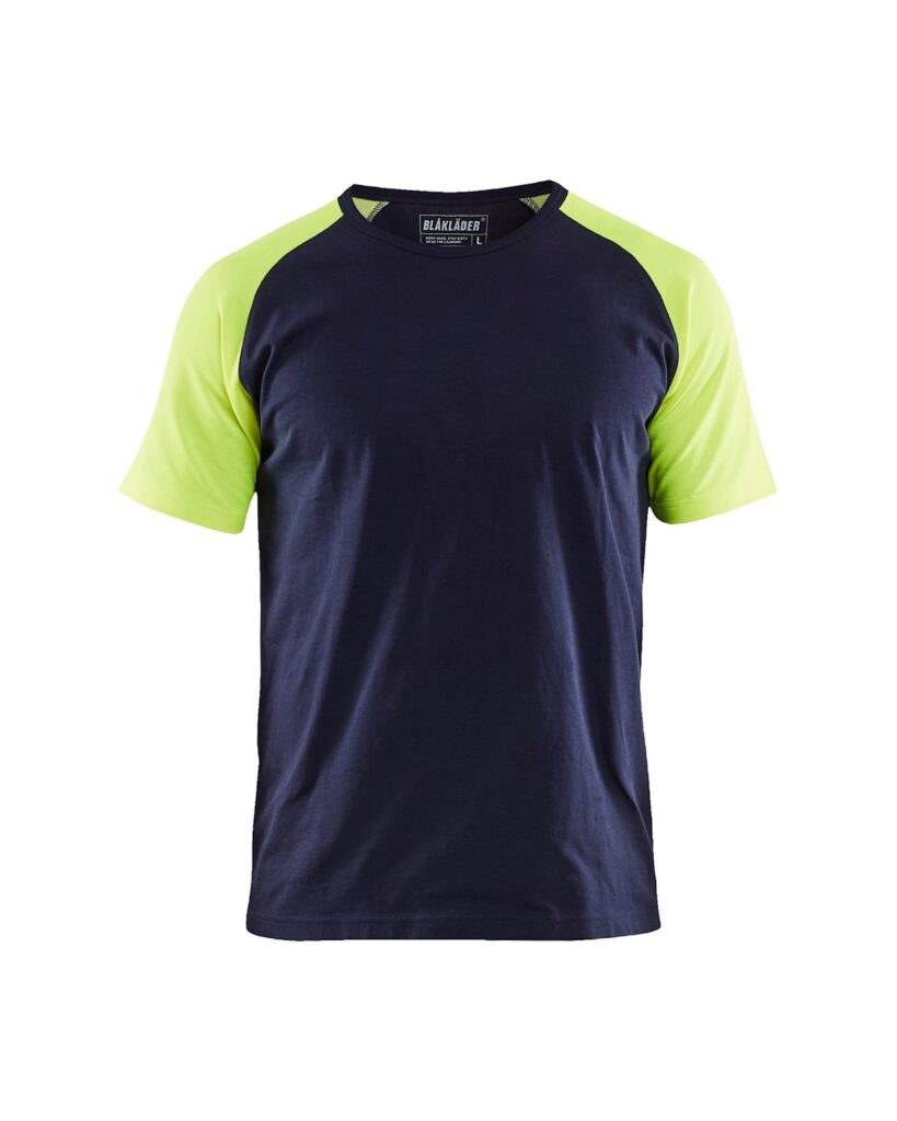 Blåkläder 3515-1030 T-shirt med varseldetaljer – Marinblå/Varselgul