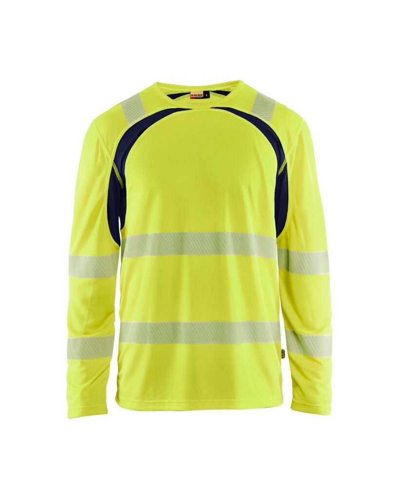 Blåkläder 3599-1013 UV-skyddad Långärmad T-shirt Varsel – Varselgul/Marinblå