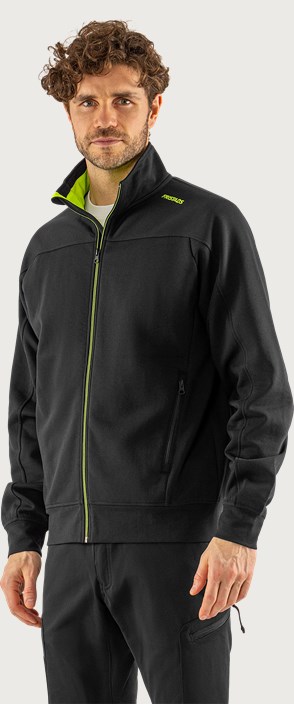 Fristads Sweatshirt-jacka 7552 GSM – Svart/Neongul (982)