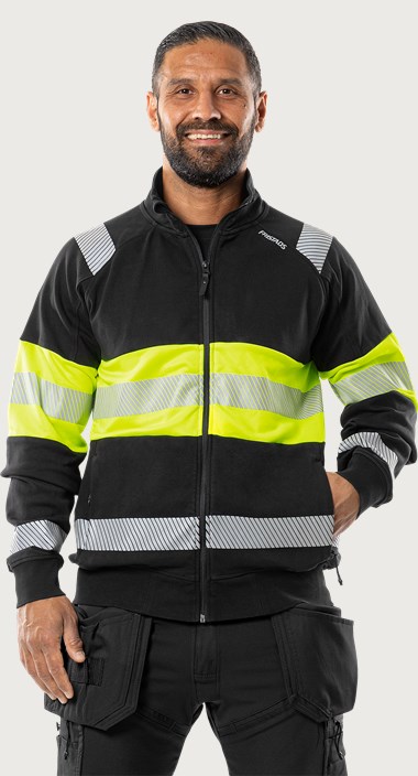 Fristads Varsel Green sweatshirt-jacka stretch 7531 GKC, klass 1 – Varsel Gul/Svart (196)