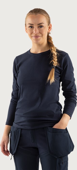 Fristads Acode heavy långärmad T-shirt stretch 1927 ELA, dam – Mörk marinblå (544)