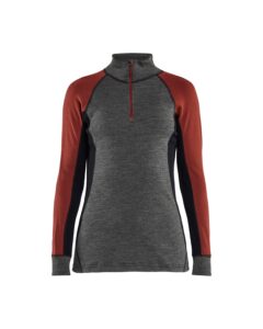 Blåkläder 7299-1736 Underställ Ziptröja Dam XWarm – Mellangrå/Mörkröd