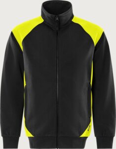 Fristads Green sweatshirt-jacka 7248 GSM – Svart/Neongul (982)