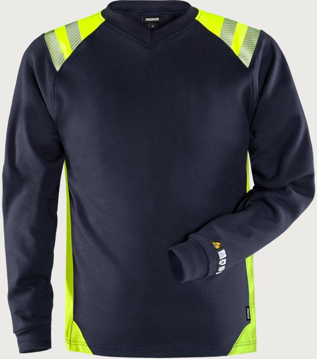 Fristads Flamestat långärmad T-shirt 7360 TFL – Marinblå/Neongul (556)