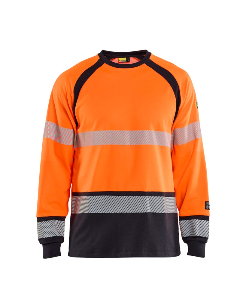 Blåkläder 3436-1744 Långärmad T-shirt Multinorm Inherent – Varselorange/Marinblå
