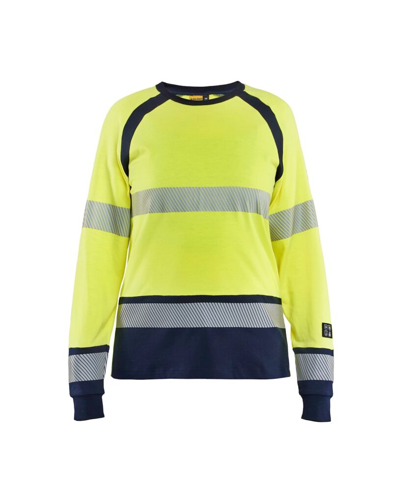 Blåkläder 3437-1737 Långärmad T-shirt Multinorm Inherent Dam – Varselgul/Marinblå