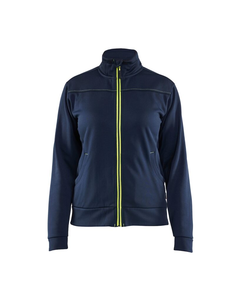 Blåkläder 3394-2526 Sweatshirt full zip Dam – Mörk marinblå/varselgul