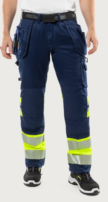 Fristads Varsel hantverkarbyxa stretch 2706 PLU, klass 1 – Varsel Gul/Marinblå (171)
