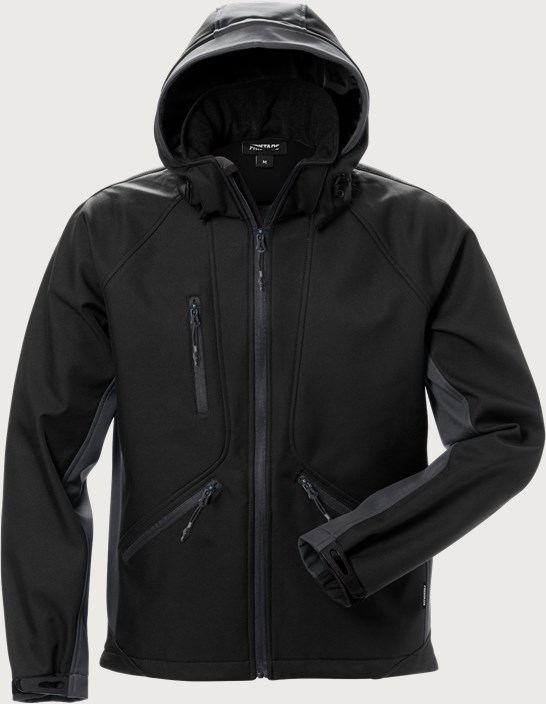 Fristads Acode softshell-jacka med huva 1414 SHI – Svart/Grå (996)